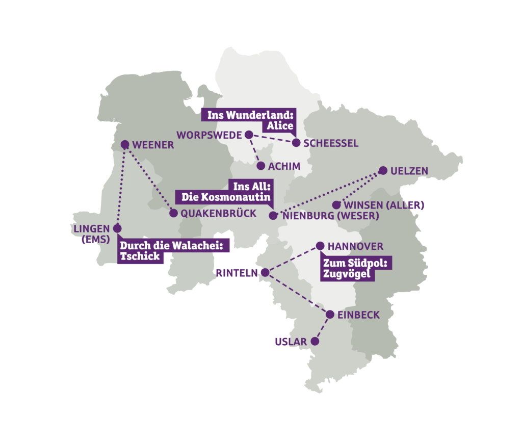 Die vier Touren vom Festival aufm Platz 2026 als Karte dargestellt